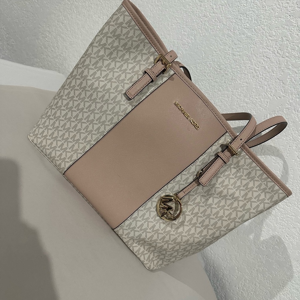 Michael Kors Blush Pink and Cream Signature Tote